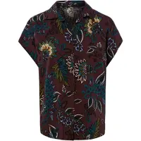 Zero Klassische Bluse "Bluse kurzarm mit Print", Damen, Gr. 38, braun (braun, petrol), Obermaterial: 60% Viskose CV. 40% Baumwolle CO., Blusen Klassische Bluse
