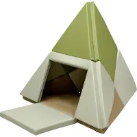 Sunny Davi Faltbare Schaumstoff Spielset in Grün / Beige | Softplay Krabbelmatte Faltbar - Spielmatte / Spielzelt / Boot | Montessori Spielzeug für Kinder ab 12 Monaten