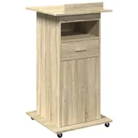 vidaXL Rednerpult mit Rollen & Schublade Sonoma-Eiche 55x55x107 cm