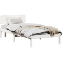 vidaXL Bettrahmen mit Kopfteil Weiß 90 x 190 cm Massives Kiefernholz