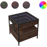 vidaXL Couchtisch mit Infinity-LED Braun Eichen-Optik 50x50x51 cm