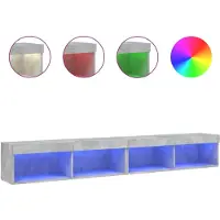 vidaXL TV-Schränke mit LED-Leuchten 2 Stk. Betongrau 100x30x30 cm