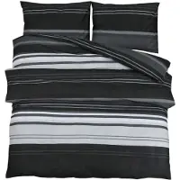 vidaXL Bettwäsche-Set Schwarz und Weiß 225x220 cm Baumwolle