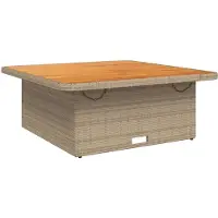 vidaXL Gartentisch Beige 110x110x71 cm Poly Rattan und Akazienholz