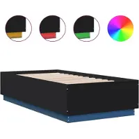 vidaXL Bettgestell mit LED Schwarz 75x190 cm Holzwerkstoff