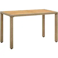 vidaXL Gartentisch Beige 123x60x74 cm Poly Rattan & Massivholz Akazie
