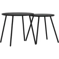vidaXL Garten-Couchtisch 2 Stk. Rund Schwarz Pulverbeschichteter Stahl