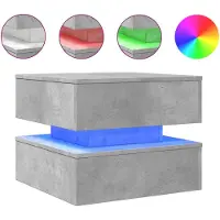 vidaXL Couchtisch mit LED-Leuchten Betongrau 50x50x40 cm