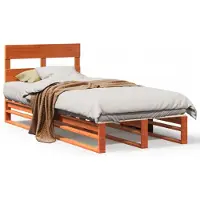 vidaXL Massivholzbett ohne Matratze Wachsbraun 100x200 Kiefernholz