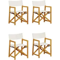 vidaXL 4-teiliges Klappstuhl-Set, cremeweißer Stoff