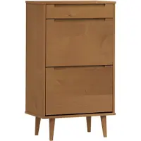 vidaXL Schuhschrank MOLDE Braun 59,5x35x103 cm Massivholz Kiefer