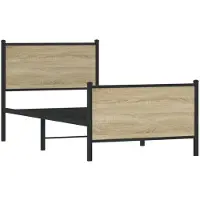 vidaXL Metallbett ohne Matratze Sonoma-Eiche 80x200 cm