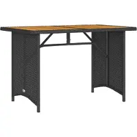 vidaXL Gartentisch mit Holzplatte Schwarz 110x68x70 cm Poly Rattan