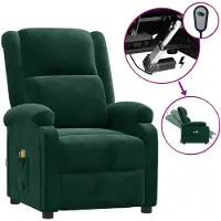 vidaXL Elektrischer Massagesessel Dunkelgrün Samt