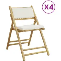 vidaXL Bistrostühle 4 Stk. Klappbar mit Cremeweißen Kissen Bambus