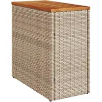 vidaXL Garten-Beistelltisch Holzplatte Beige 58x27,5x55 cm Poly Rattan