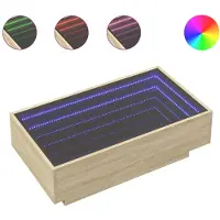 vidaXL LED-Couchtisch Sonoma Eiche 90x50x30 cm Holzwerkstoff