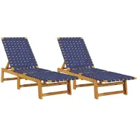 vidaXL Sonnenliegen 2 Stk. Dunkelblau Massivholz Akazie und Stoff