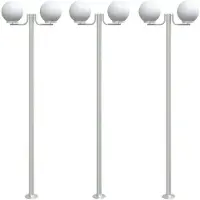 vidaXL Wegeleuchten 3 Stk. Silbern 215 cm Edelstahl