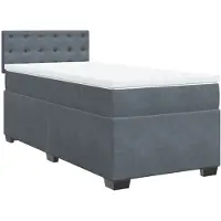 vidaXL Boxspringbett mit Matratze Dunkelgrau 90x200 cm Samt