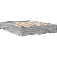 vidaXL Bettgestell mit Schubladen Grau Sonoma 140x200 cm Holzwerkstoff