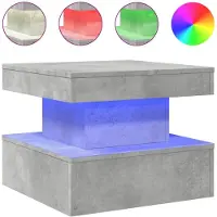 DKD Home Decor vidaXL Couchtisch mit LED-Leuchten Betongrau 50x50x40 cm