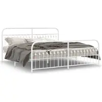 vidaXL Bettgestell mit Kopf- und Fußteil Metall Weiß 193x203 cm