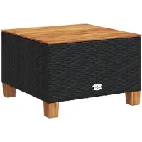 vidaXL Gartentisch Schwarz 55x55x36 cm Poly Rattan Akazienholz