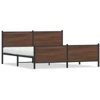 vidaXL Metallbett ohne Matratze Braun Eichen-Optik 180x200 cm