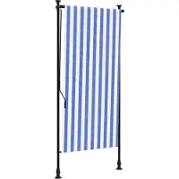 vidaXL Außenrollo Blau und Weiß 120x270 cm Stoff und Stahl