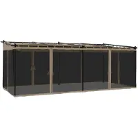 vidaXL Pavillon mit Netzwänden Taupe 6x3 m Stahl