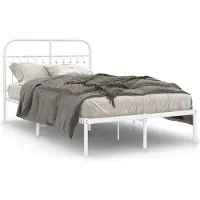 vidaXL Bettgestell mit Kopfteil Metall Weiß 120x190 cm