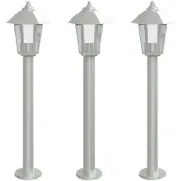 vidaXL Wegeleuchten 3 Stk. Silbern 80 cm Edelstahl