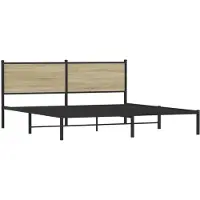 vidaXL Metallbett ohne Matratze Sonoma-Eiche 160x200 cm