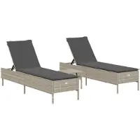 vidaXL 3-tlg. Sonnenliegen-Set mit Auflage Hellgrau Poly Rattan
