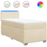 vidaXL Boxspringbett mit Matratze Creme 90x200 cm Stoff