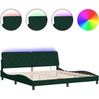 vidaXL Bettgestell mit LED ohne Matratze Dunkelgrün 200x200 cm Samt