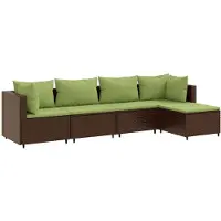 vidaXL 5-tlg. Garten-Lounge-Set mit Kissen Braun Poly Rattan