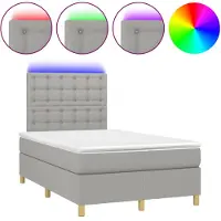 vidaXL Boxspringbett mit Matratze & LED Hellgrau 120x190 cm Stoff