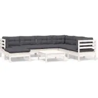 vidaXL 8-tlg. Garten-Lounge-Set mit Kissen Weiß Kiefer Massivholz