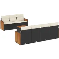 vidaXL 8-tlg. Garten-Sofagarnitur mit Kissen Schwarz Poly Rattan