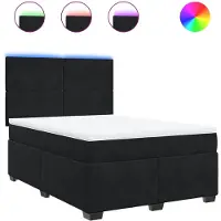 vidaXL Boxspringbett mit Matratze Schwarz 160x200 cm Samt