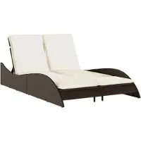 vidaXL Sonnenliege mit Auflagen Braun 114x205x73 cm Poly Rattan