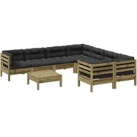 vidaXL 9-tlg. Garten-Sofagarnitur mit Kissen Kiefernholz Imprägniert