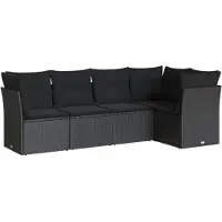 vidaXL 5-tlg. Garten-Sofagarnitur mit Kissen Schwarz Poly Rattan