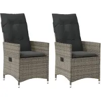 vidaXL Gartensessel mit Kissen 2 Stk. Verstellbar Grau Poly Rattan
