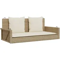 vidaXL Hängebank mit Kissen Beige 119x56x48 cm Poly Rattan