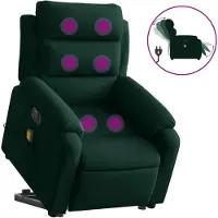 vidaXL Massagesessel mit Aufstehhilfe Elektrisch Dunkelgrün Samt