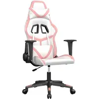 vidaXL Gaming-Stuhl mit Massagefunktion Weiß und Rosa Kunstleder