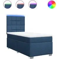 vidaXL Boxspringbett mit Matratze Blau 100x200 cm Stoff